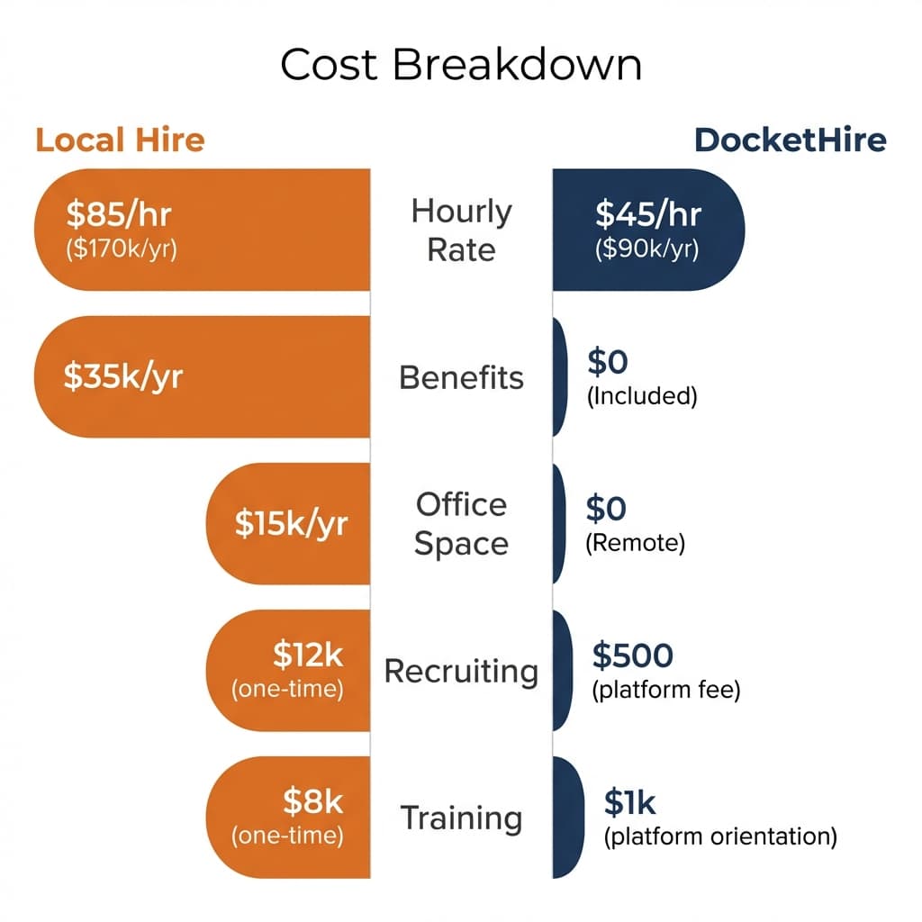 Comparison of local hiring costs vs DocketHire